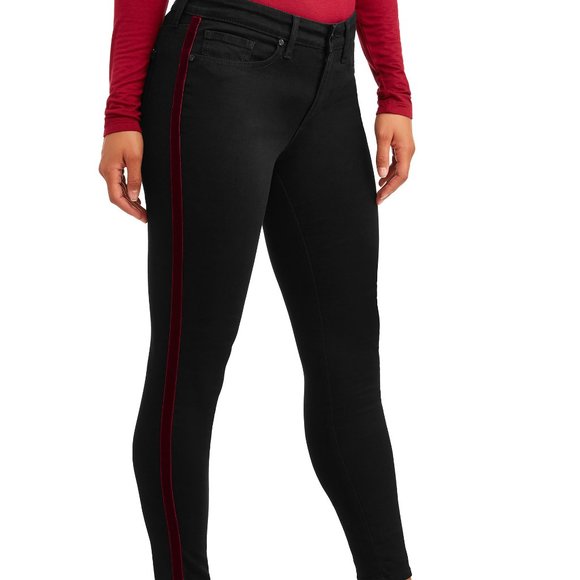 New Skinny Velvet Side Stripe Mid Rise Ankle Jean. - Picture 1 of 8